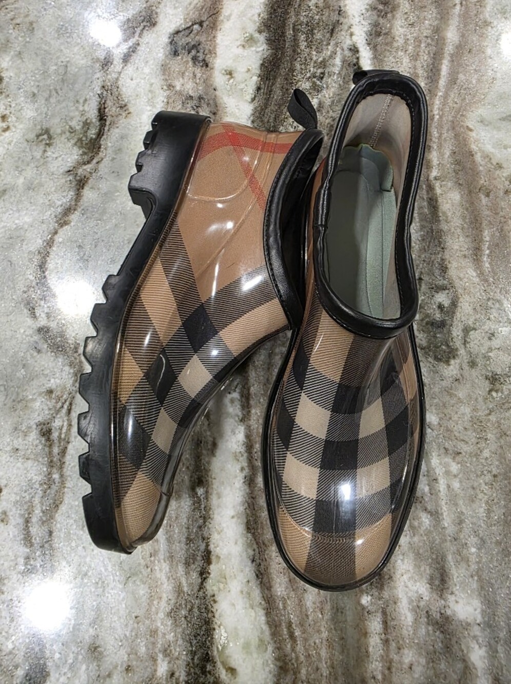Burberry Nova Check Rain Clog Mules Size 39 Rubber Lug Sole Slip On Boots Mule 8 - Picture 4 of 13